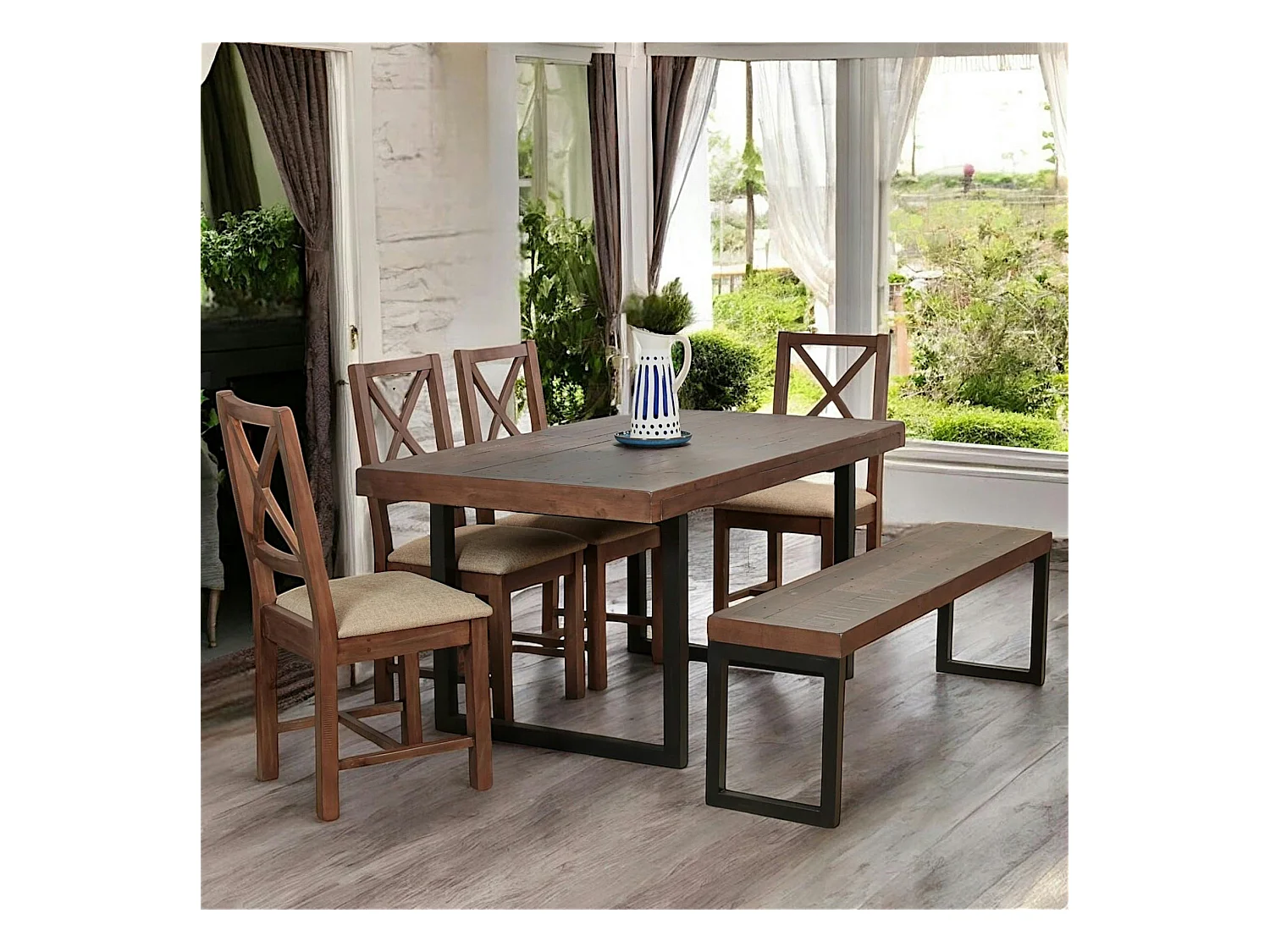 Table à manger extensible bois brun recyclé 160-200 cm SAMOA