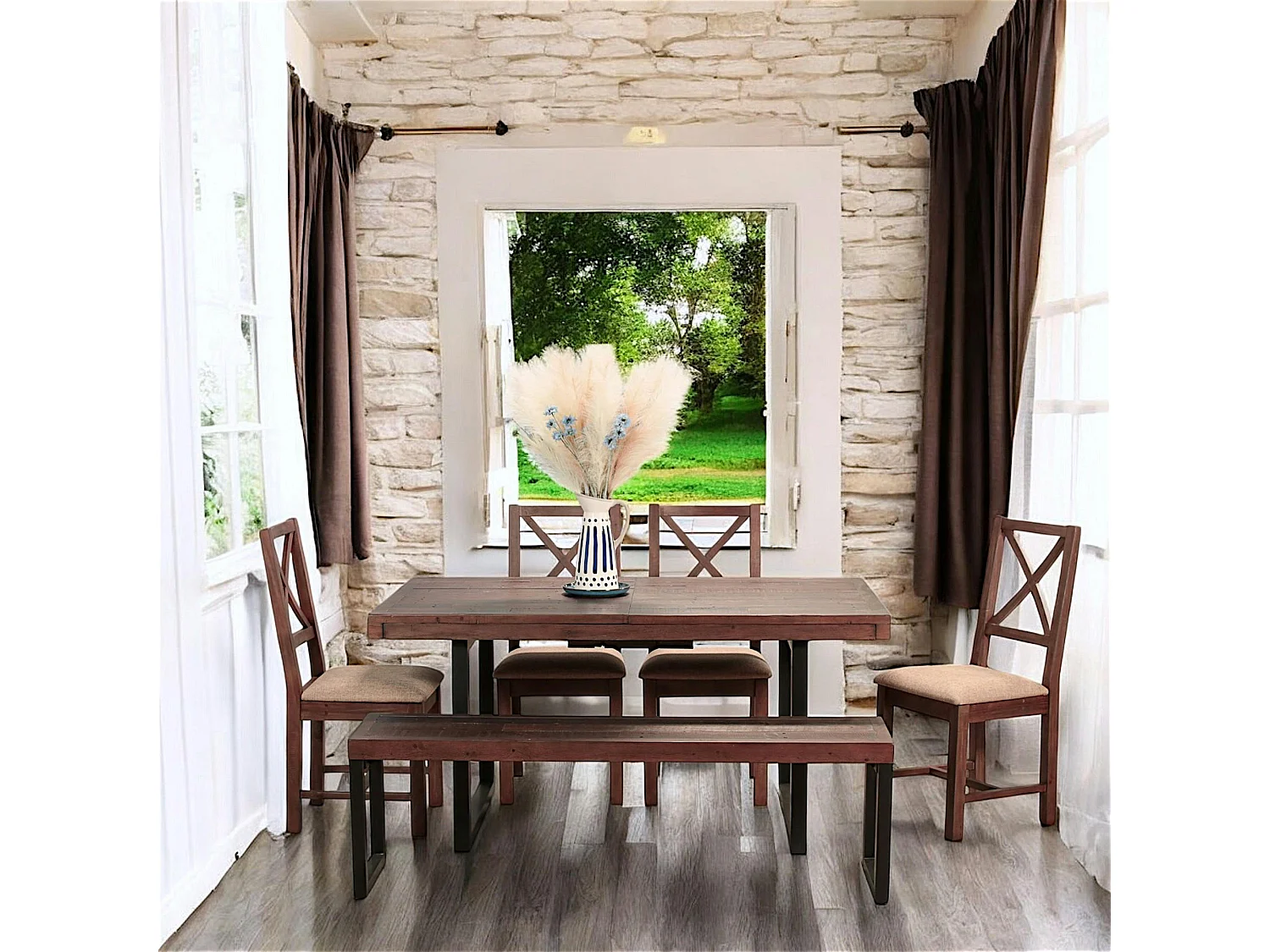 Table à manger extensible bois brun recyclé 160-200 cm SAMOA