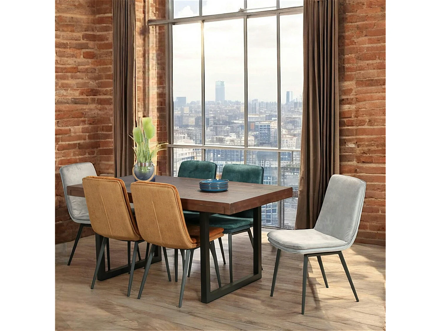 Table à manger extensible bois brun recyclé 160-200 cm SAMOA