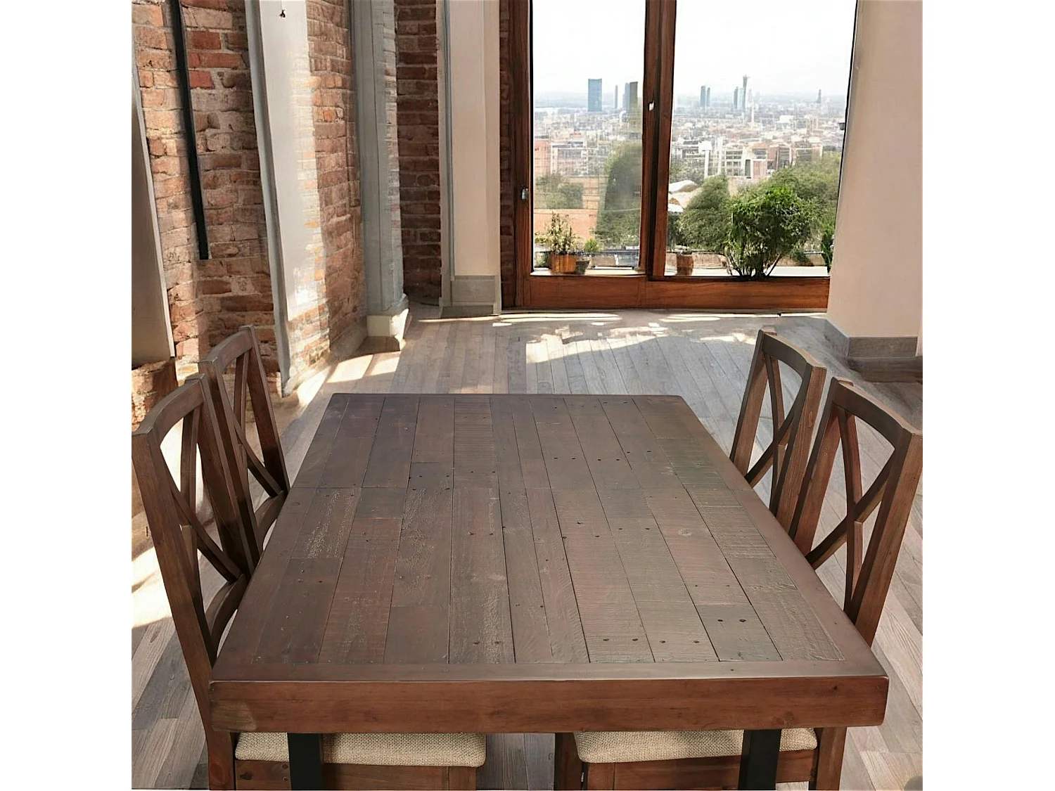 Table à manger extensible bois brun recyclé 160-200 cm SAMOA