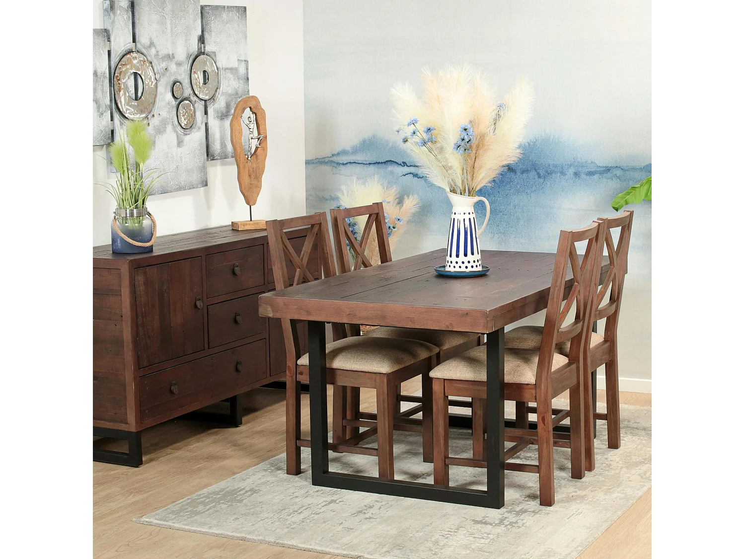 Table à manger extensible bois brun recyclé 160-200 cm SAMOA