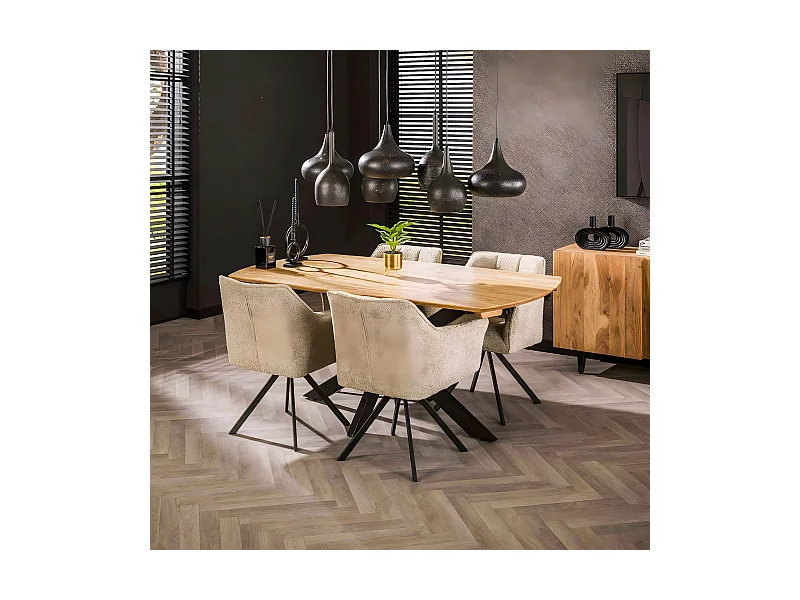 Table à manger extensible à bords ronds en bois d'acacia 175-275 cm MELBOURNE