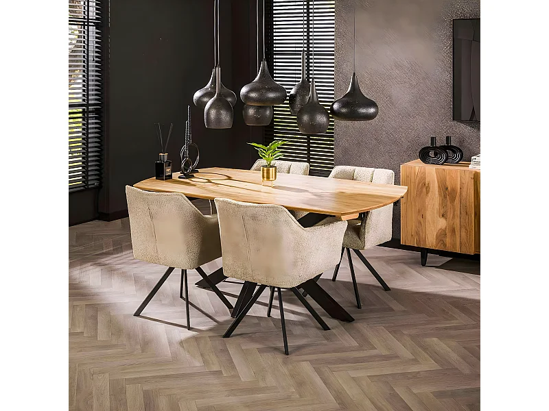 Table à manger extensible à bords ronds en bois d'acacia 175-275 cm MELBOURNE