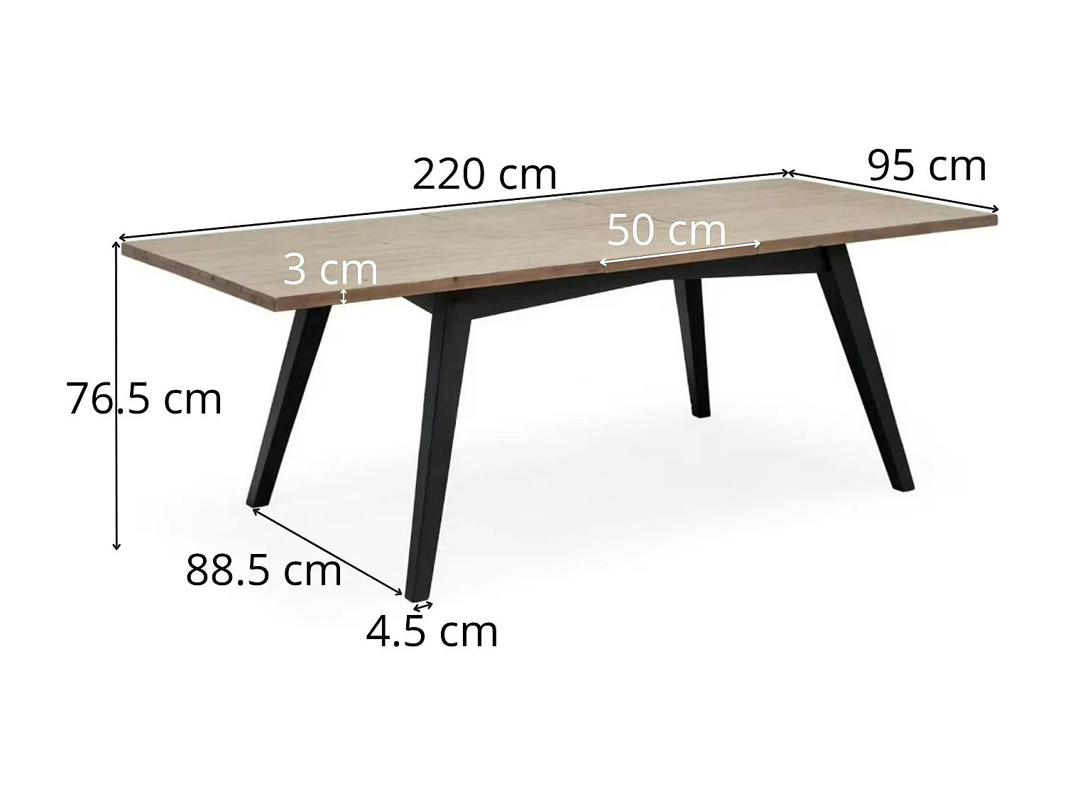 Table à manger extensible bois recyclé 170-220 cm VITTORIA