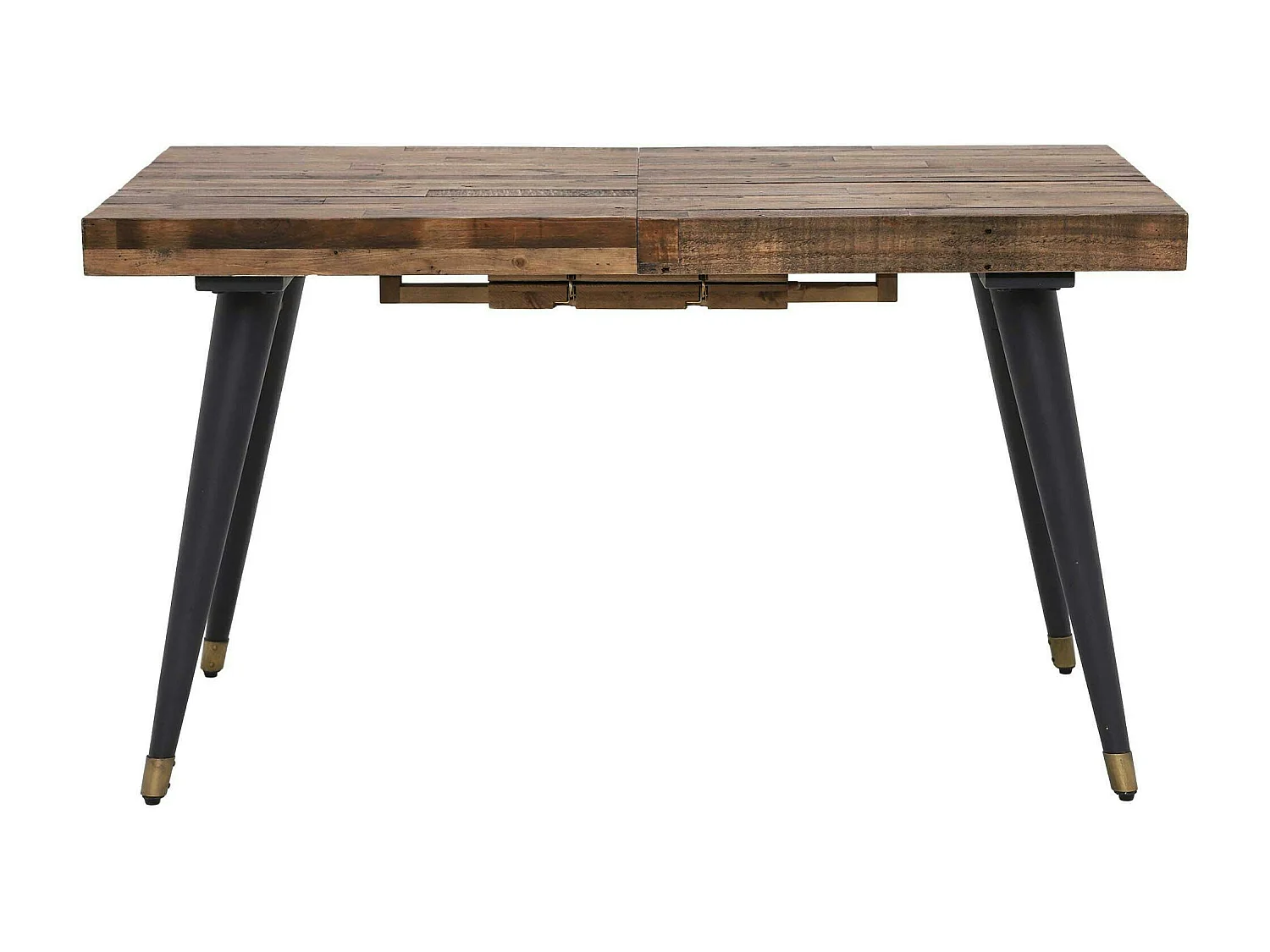 Table à manger extensible bois recyclé piètement effet laiton vieilli 140-180 cm ADÉLAÏDE