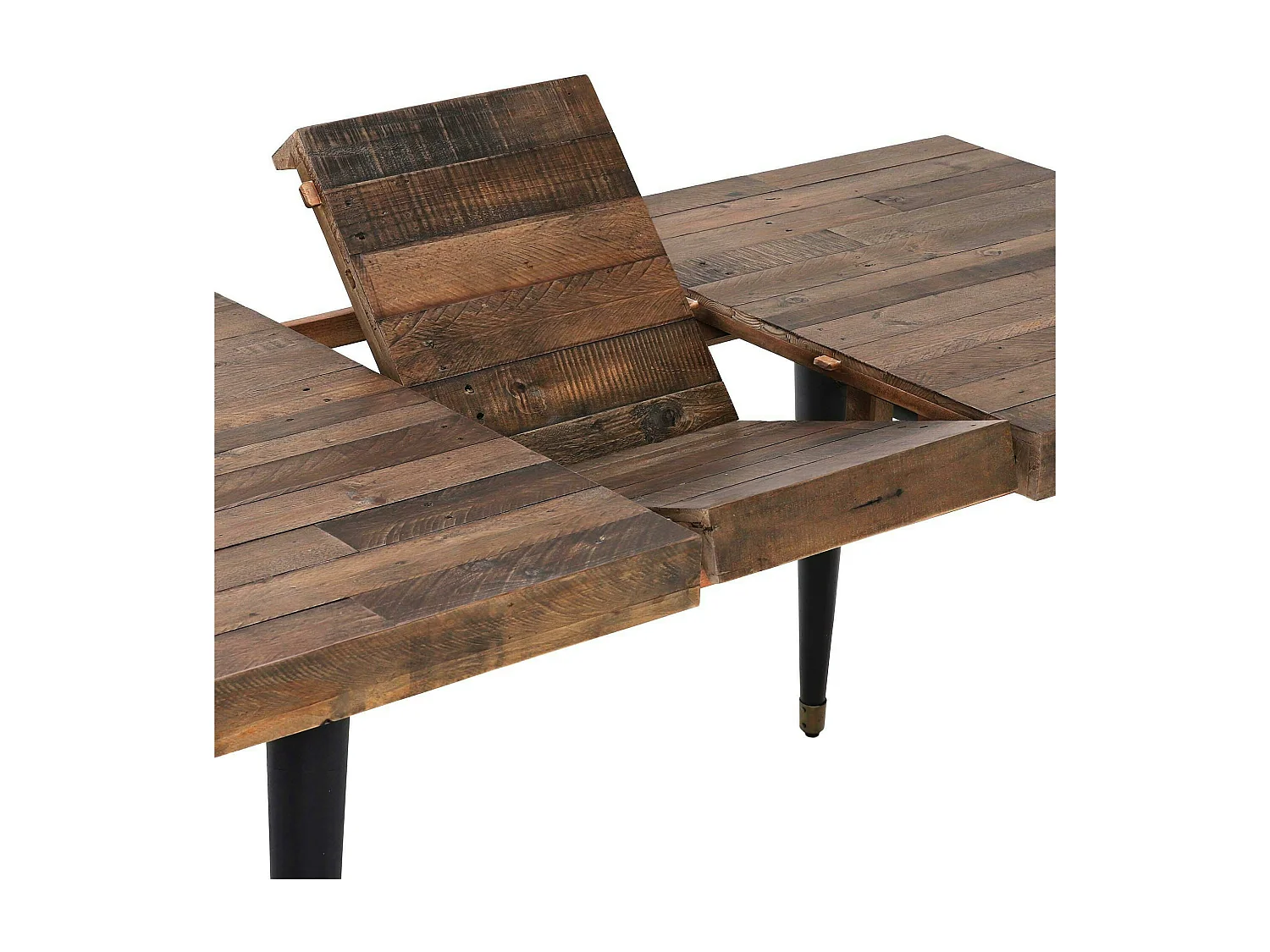 Table à manger extensible bois recyclé piètement effet laiton vieilli 140-180 cm ADÉLAÏDE