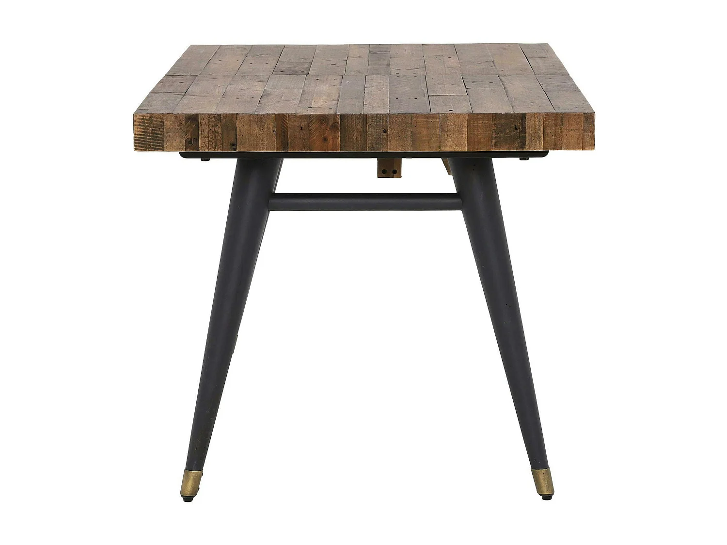 Table à manger extensible bois recyclé piètement effet laiton vieilli 140-180 cm ADÉLAÏDE
