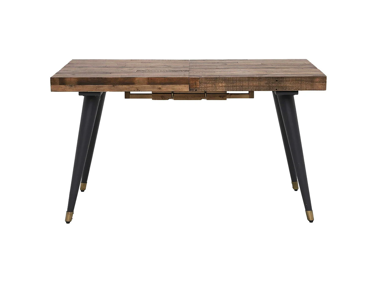 Table à manger extensible bois recyclé piètement effet laiton vieilli 140-180 cm ADÉLAÏDE