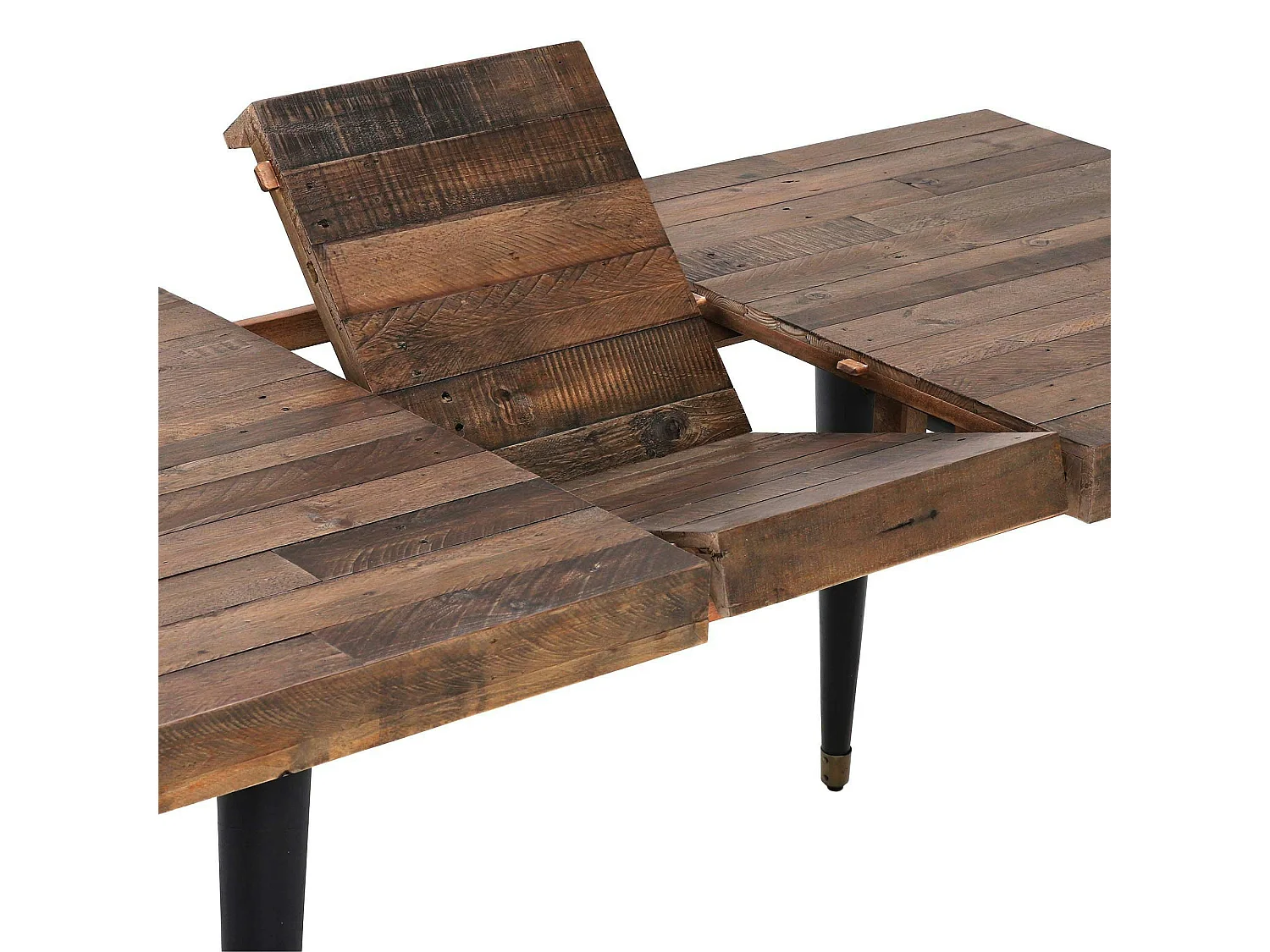 Table à manger extensible bois recyclé piètement effet laiton vieilli 140-180 cm ADÉLAÏDE