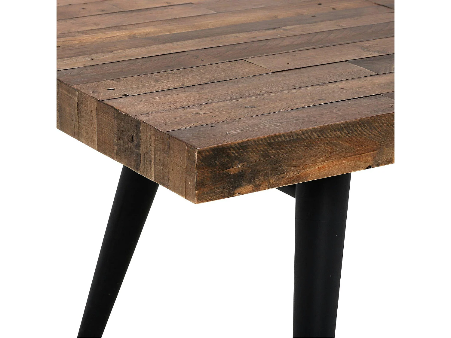 Table à manger extensible bois recyclé piètement effet laiton vieilli 140-180 cm ADÉLAÏDE