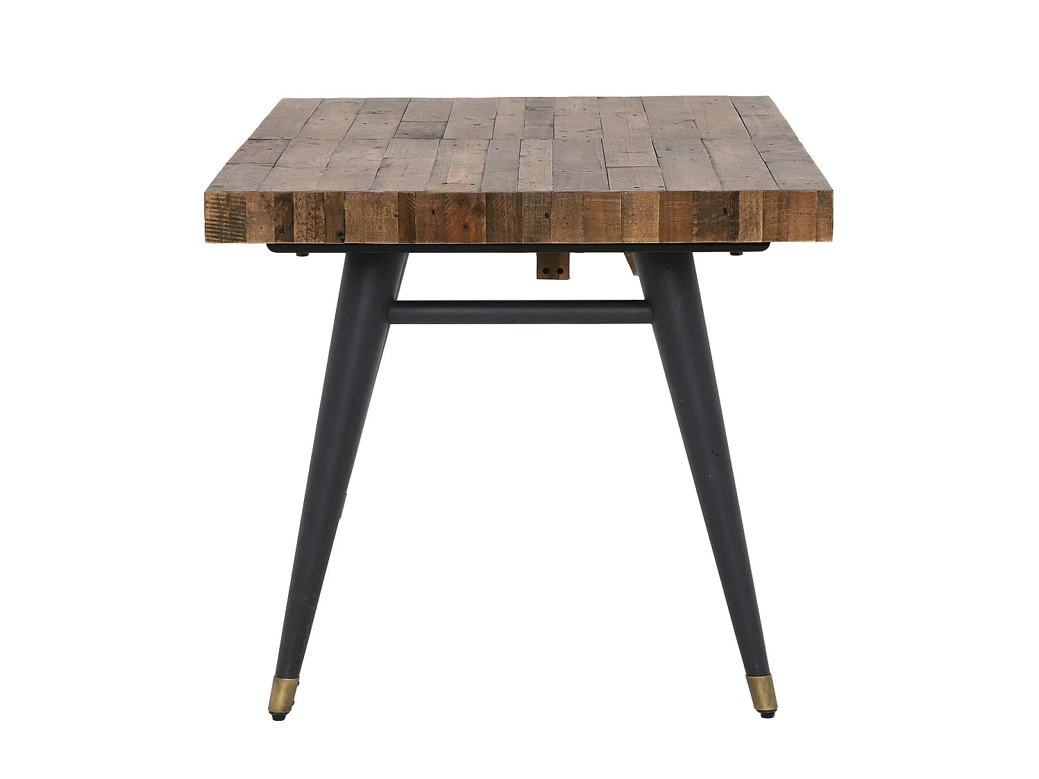Table à manger extensible bois recyclé piètement effet laiton vieilli 140-180 cm ADÉLAÏDE