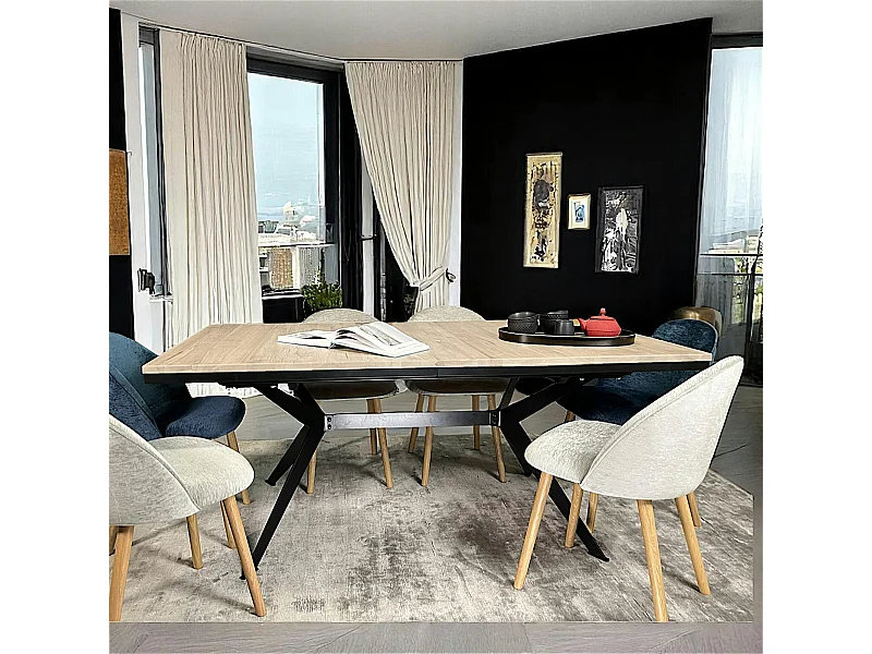 Table rectangulaire extensible en chêne blanc 180 cm PALERME