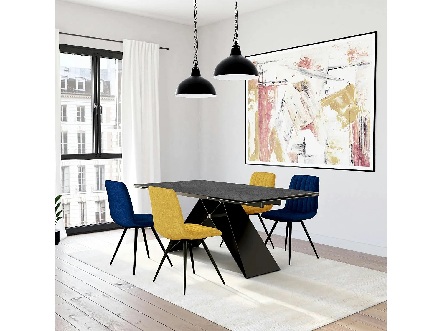 Table à rallonge en céramique grise 180-280 LOMBARDIE