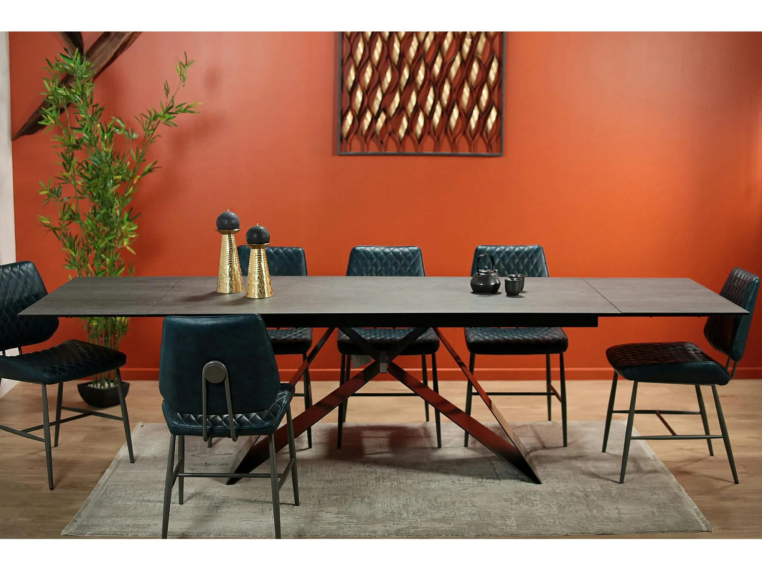 Table à rallonge en céramique grise 180-280 LOMBARDIE