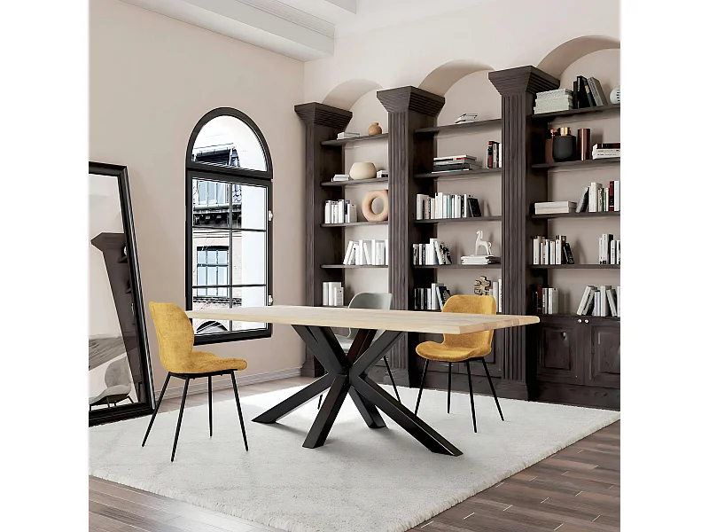 Table extensible en chêne blanc bords naturels 180 x 90 cm ETNA