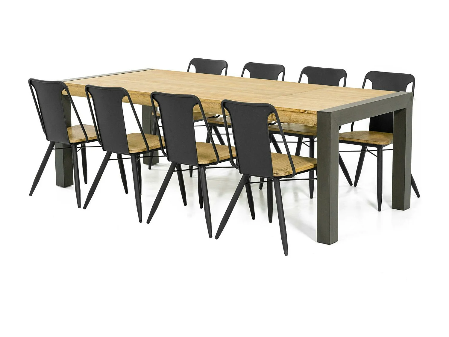Table de Repas extensible Inspiration Indus' en Acacia et Métal 180/230x100x76cm BROOKLYN