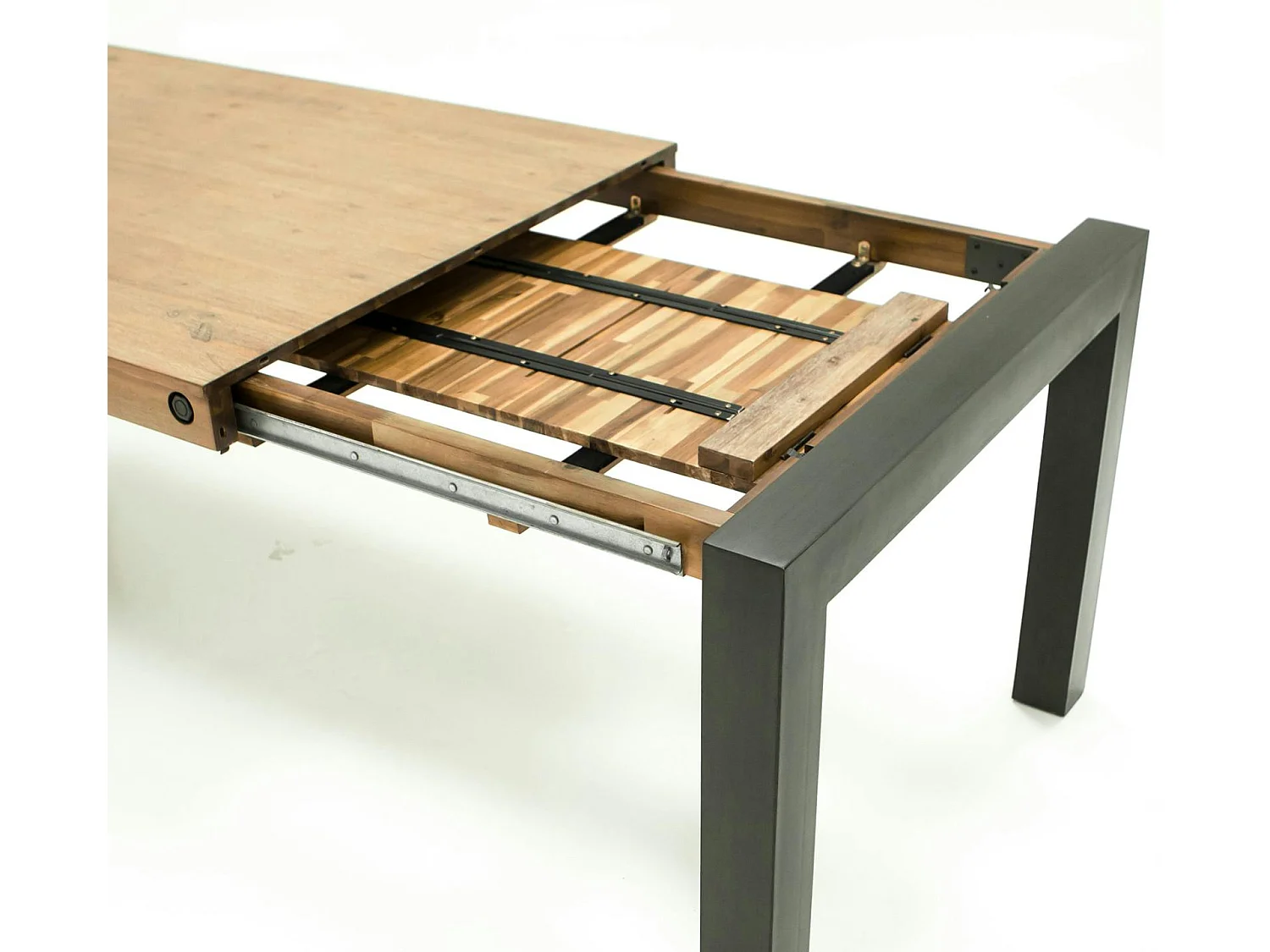 Table de Repas extensible Inspiration Indus' en Acacia et Métal 180/230x100x76cm BROOKLYN