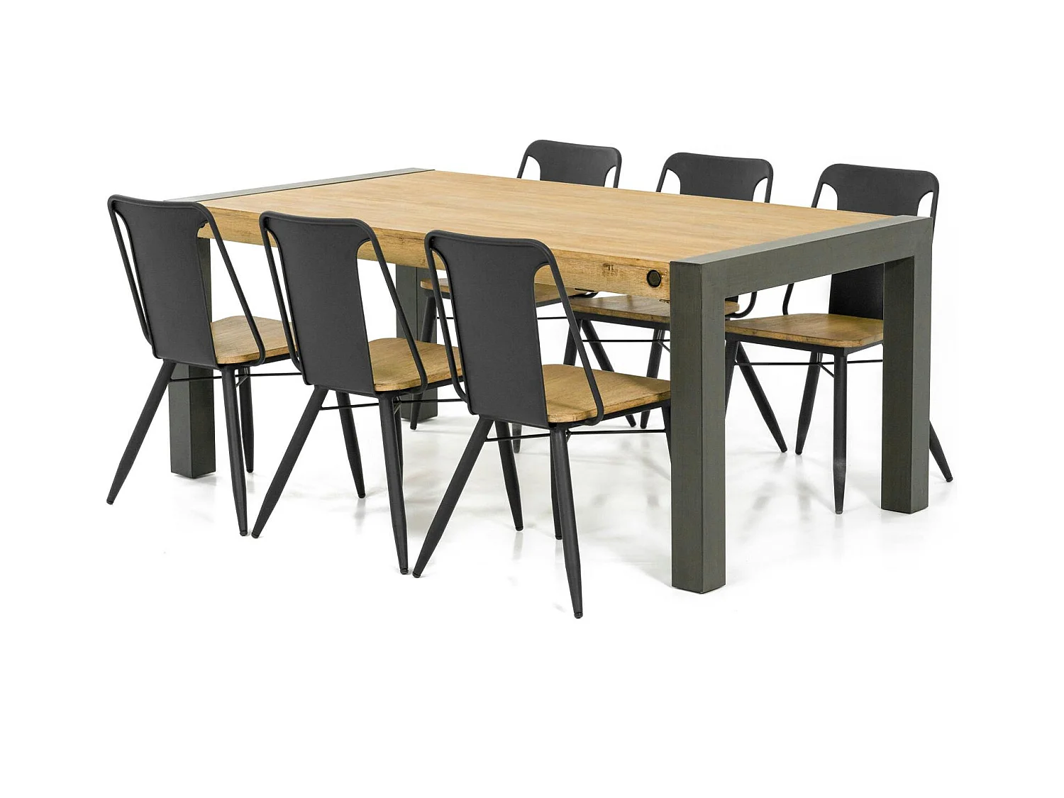 Table de Repas extensible Inspiration Indus' en Acacia et Métal 180/230x100x76cm BROOKLYN