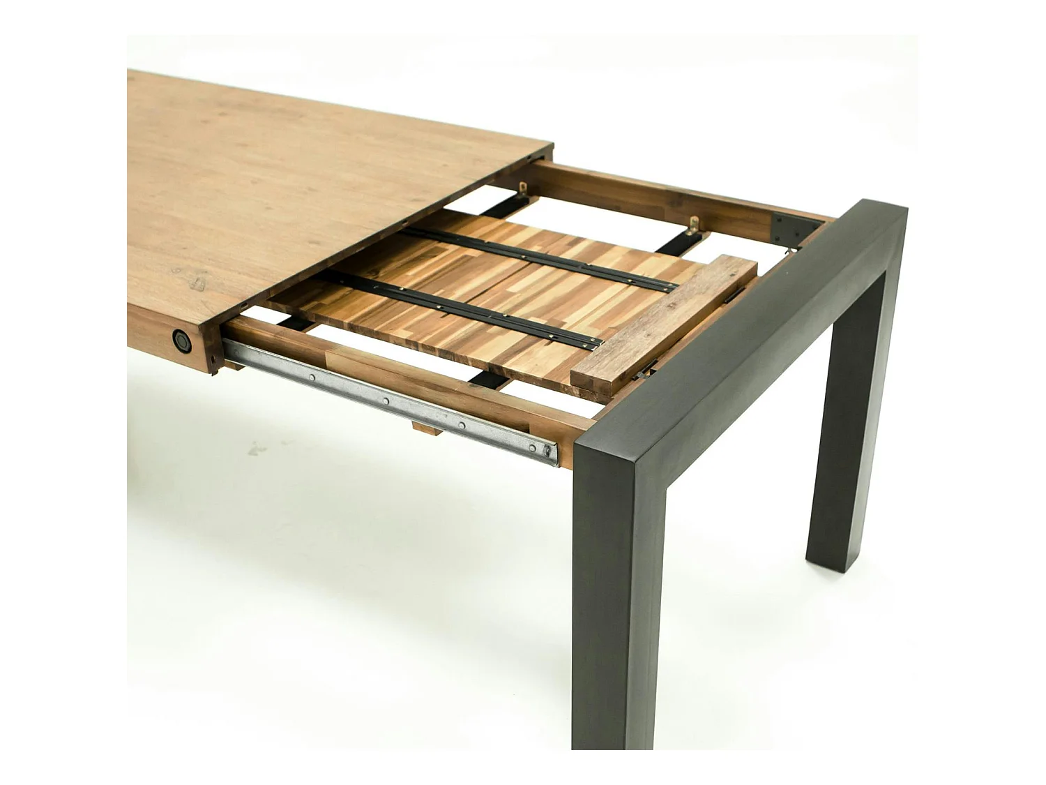 Table de Repas extensible Inspiration Indus' en Acacia et Métal 180/230x100x76cm BROOKLYN
