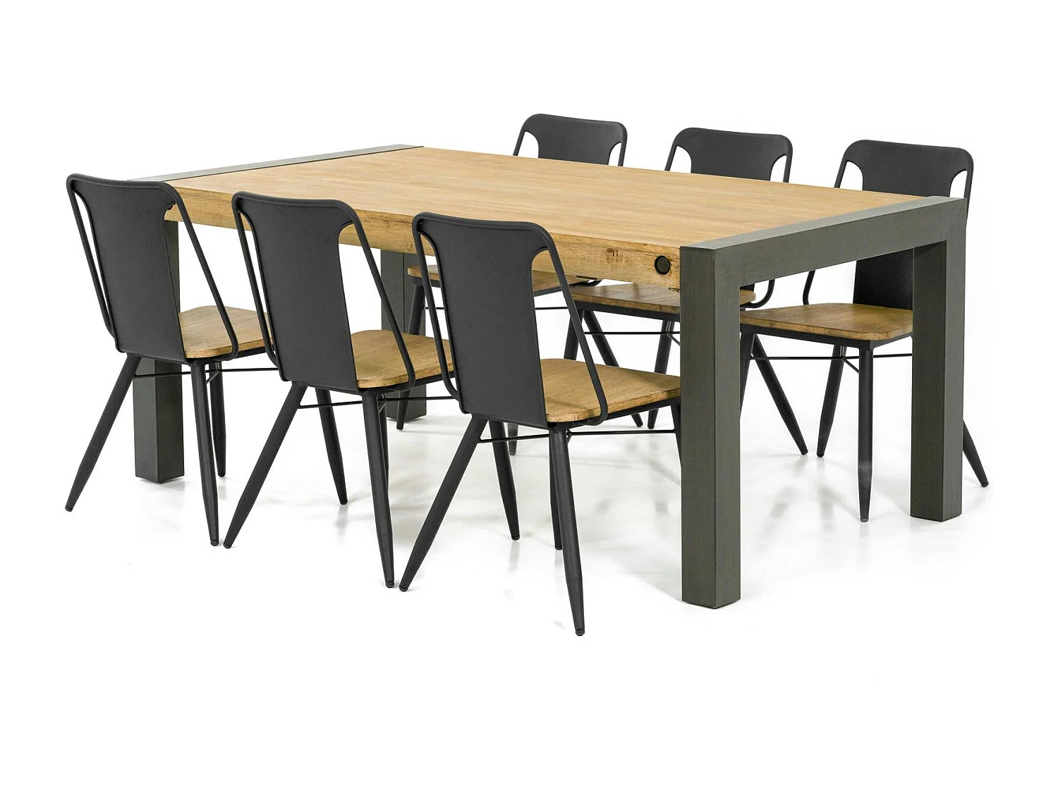 Table de Repas extensible Inspiration Indus' en Acacia et Métal 180/230x100x76cm BROOKLYN