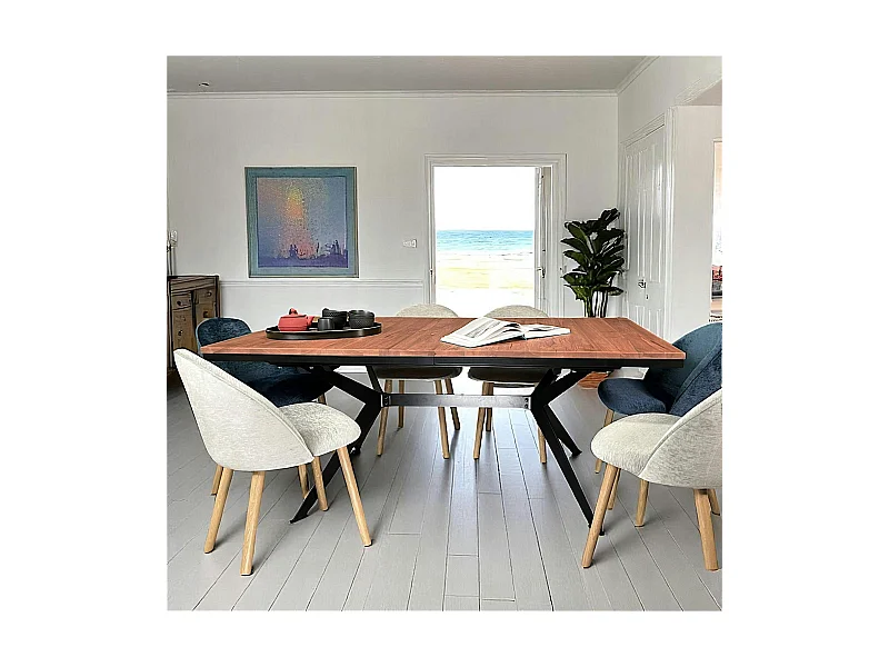 Table rectangulaire extensible en chêne brun 220 cm PALERME