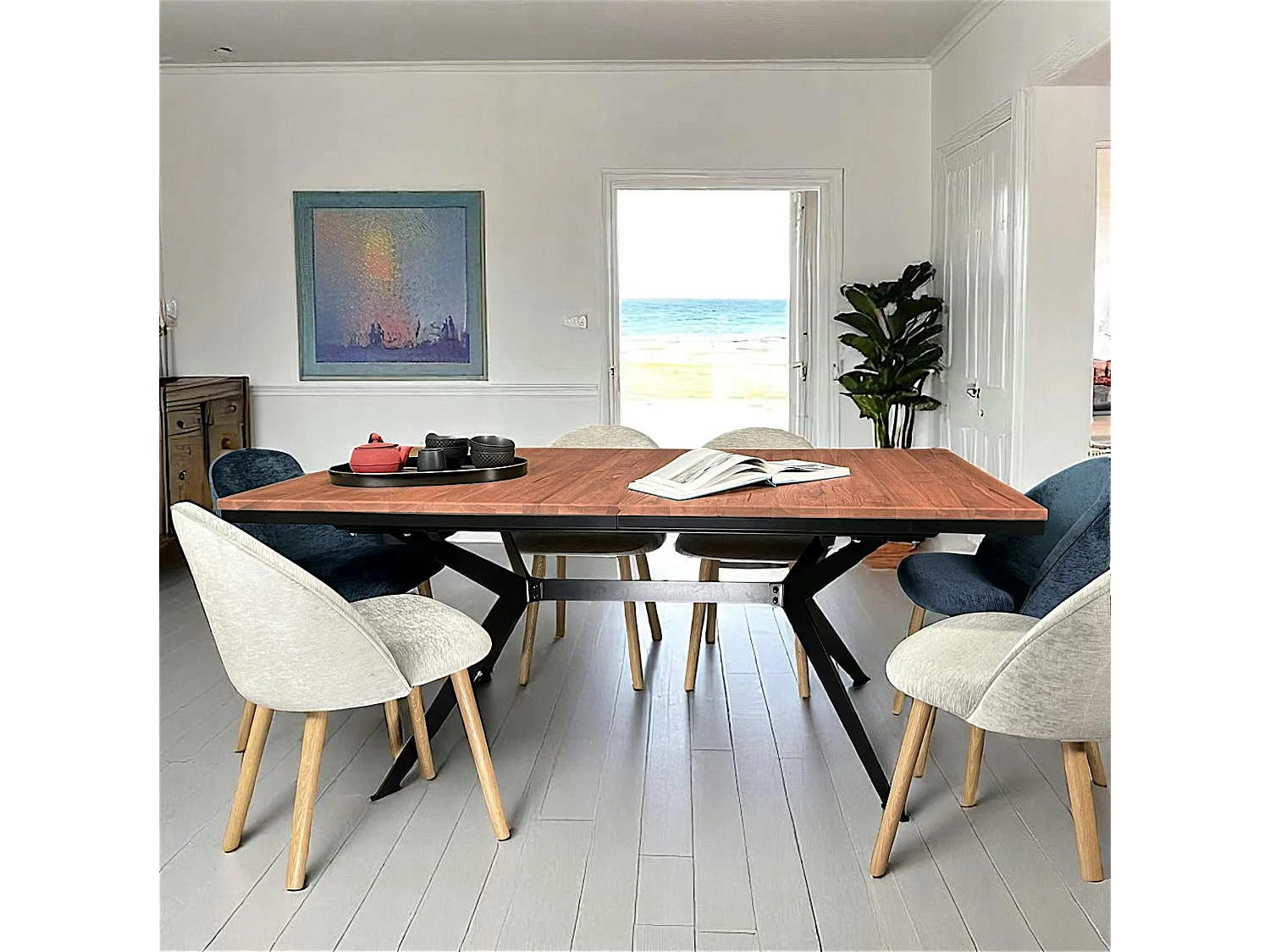 Table rectangulaire extensible en chêne brun 220 cm PALERME