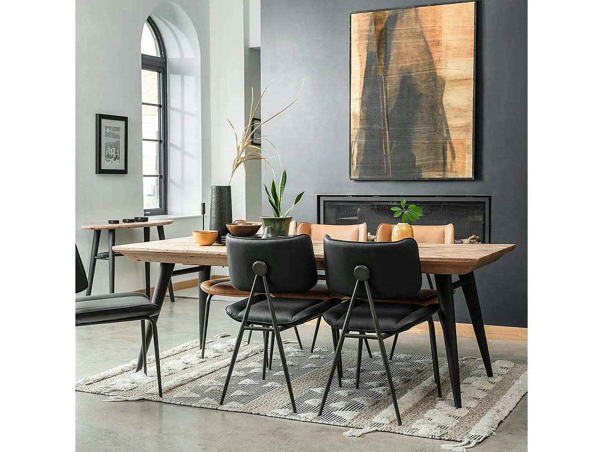 Table extensible en bois recyclé FSC motif chevron 160-211 cm FAGA