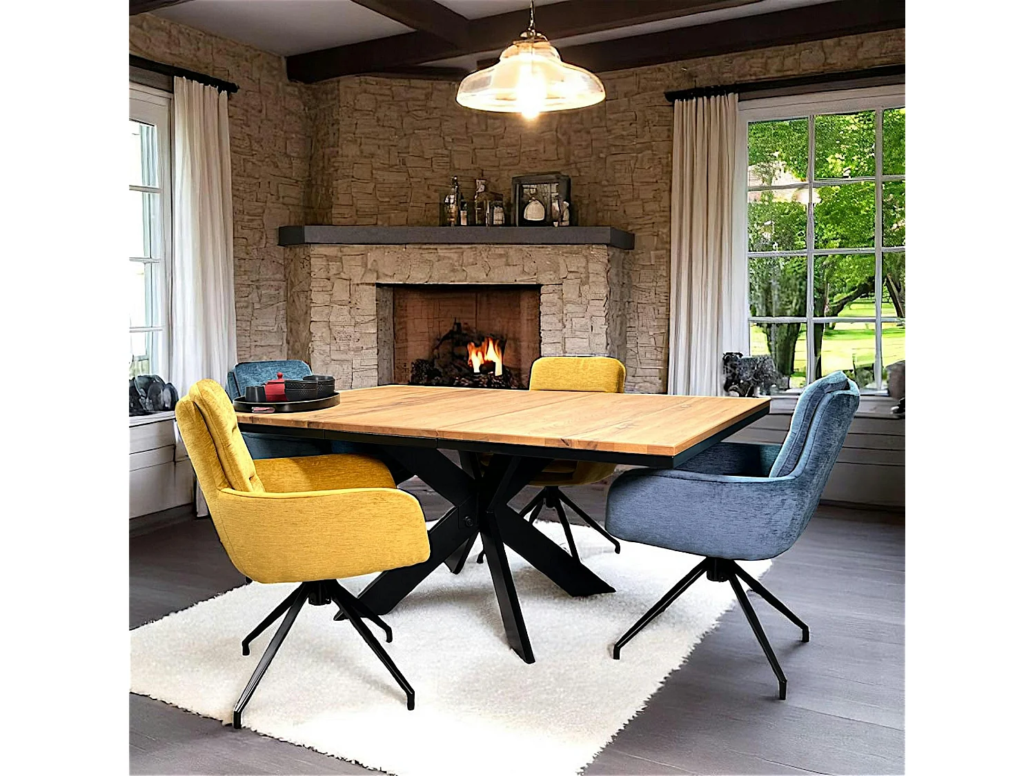 Table carrée extensible en chêne huilé 130 cm PALERME