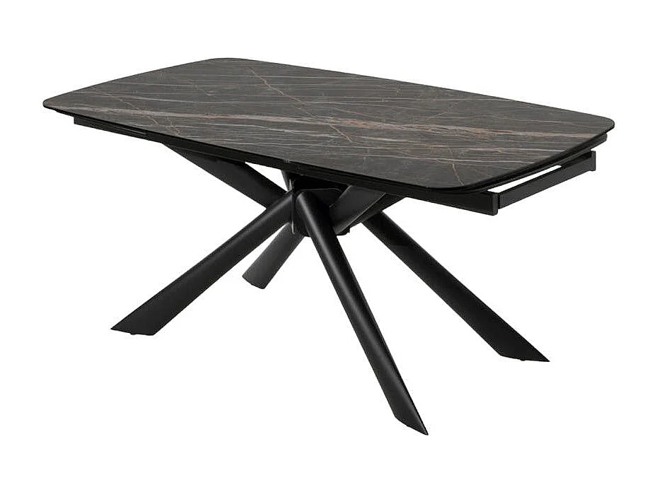 Table extensible en céramique noire marbrée oblongue 180-280 cm LOMBARDIE
