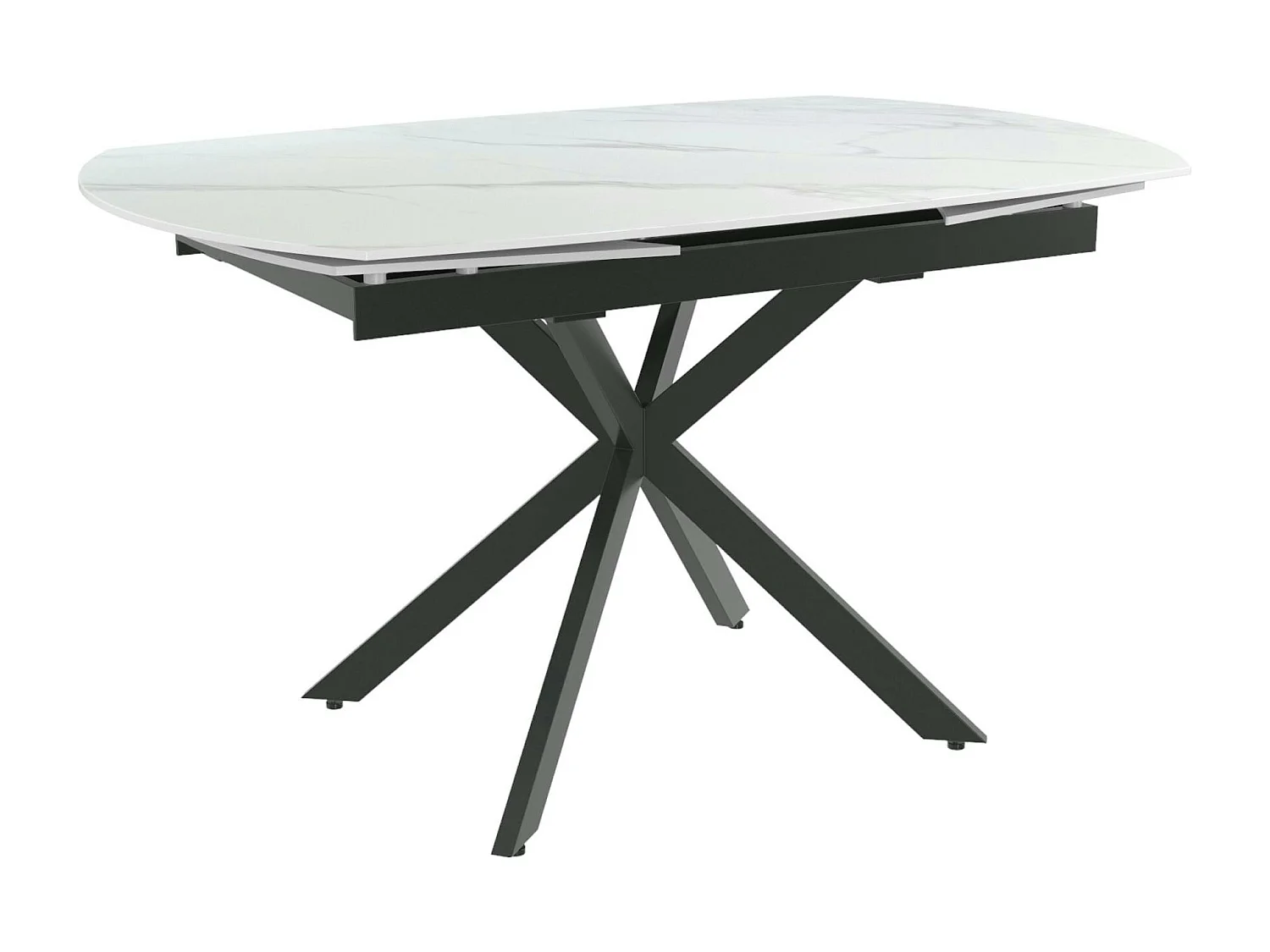 Table extensible céramique marbrée blanche pied mikado 140-200 cm OTTAWA