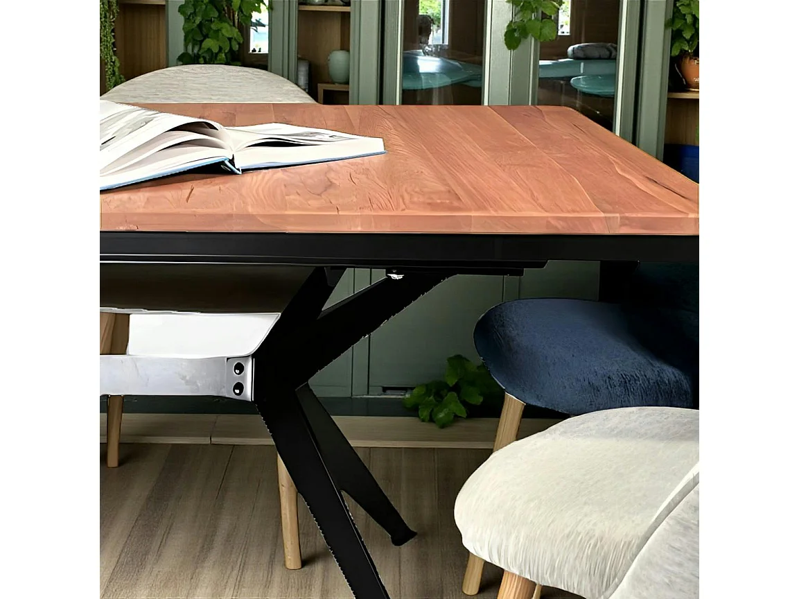 Table rectangulaire extensible en chêne brun 180 cm PALERME