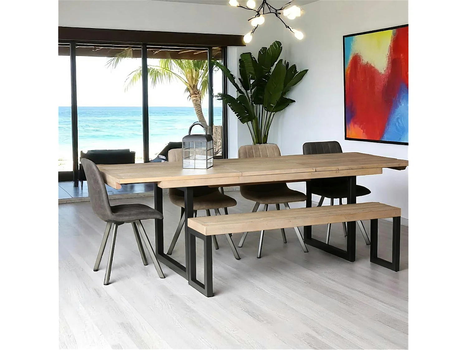 Table de salle à manger extensible en bois recyclé 180-240 cm AUCKLAND