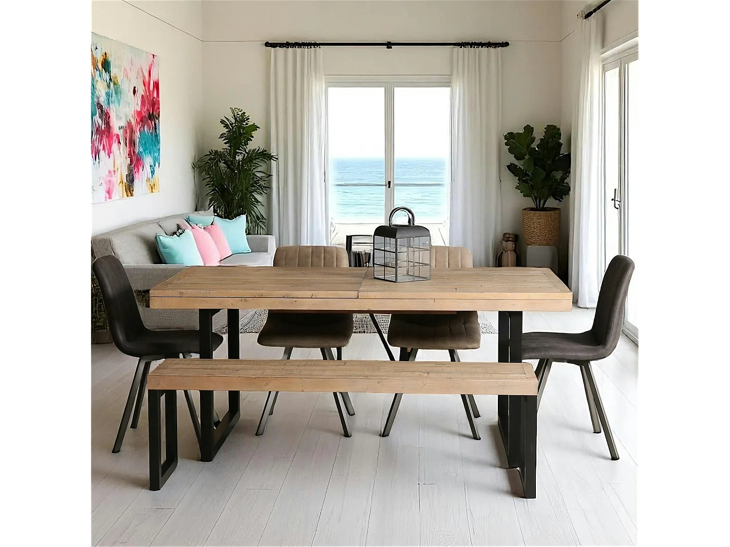 Table de salle à manger extensible en bois recyclé 180-240 cm AUCKLAND