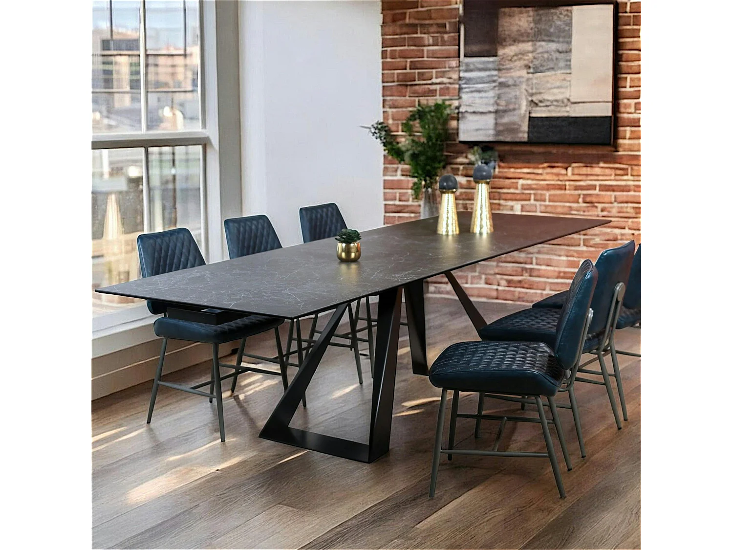 Table à manger extensible en céramique grise 180-280 LOMBARDIE