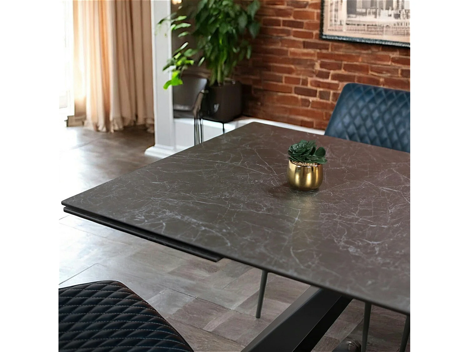 Table à manger extensible en céramique grise 180-280 LOMBARDIE