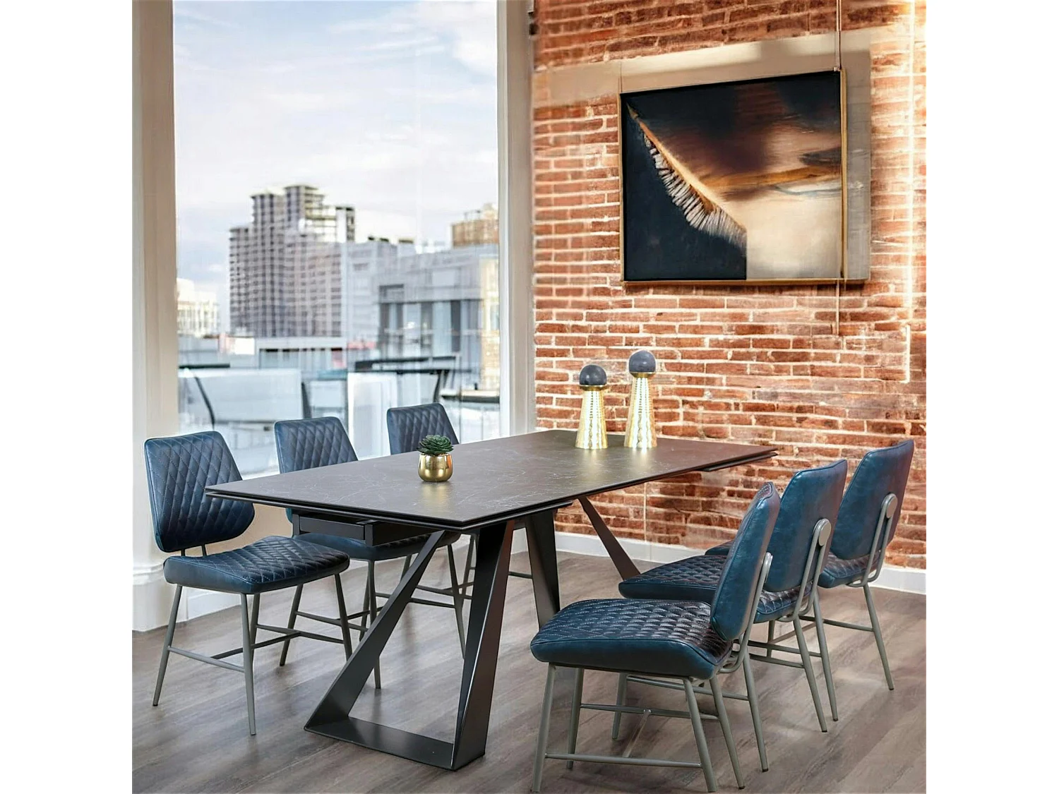 Table à manger extensible en céramique grise 180-280 LOMBARDIE