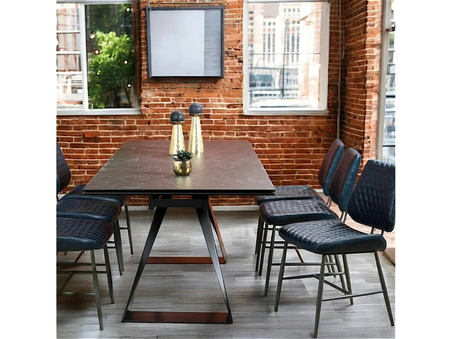 Table à manger extensible en céramique grise 180-280 LOMBARDIE