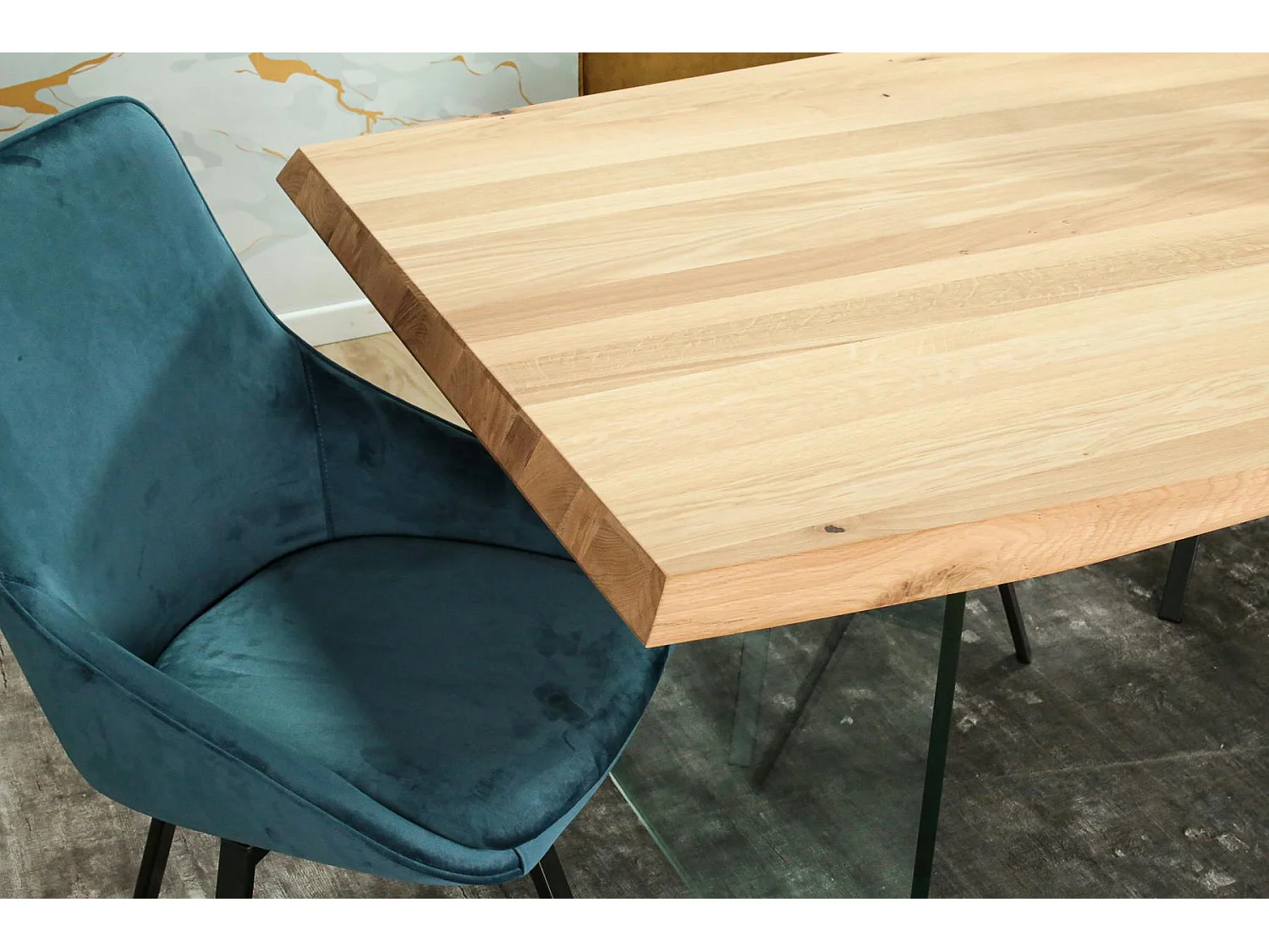 Table extensible design en bois de chêne blanc et verre 200 cm MESSINE