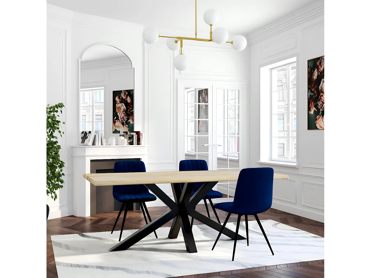 Table extensible en chêne blanc bords naturels 200 cm ETNA