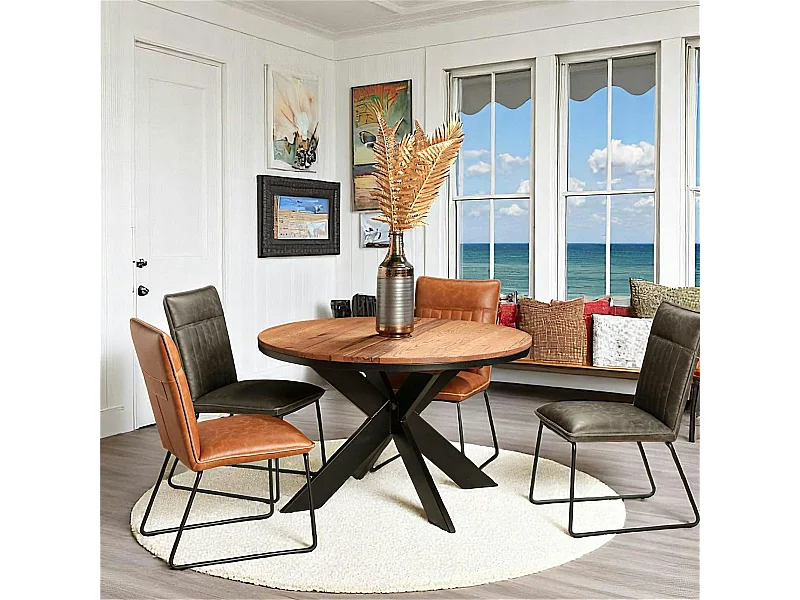 Table ronde extensible en chêne brun 120 cm PALERME