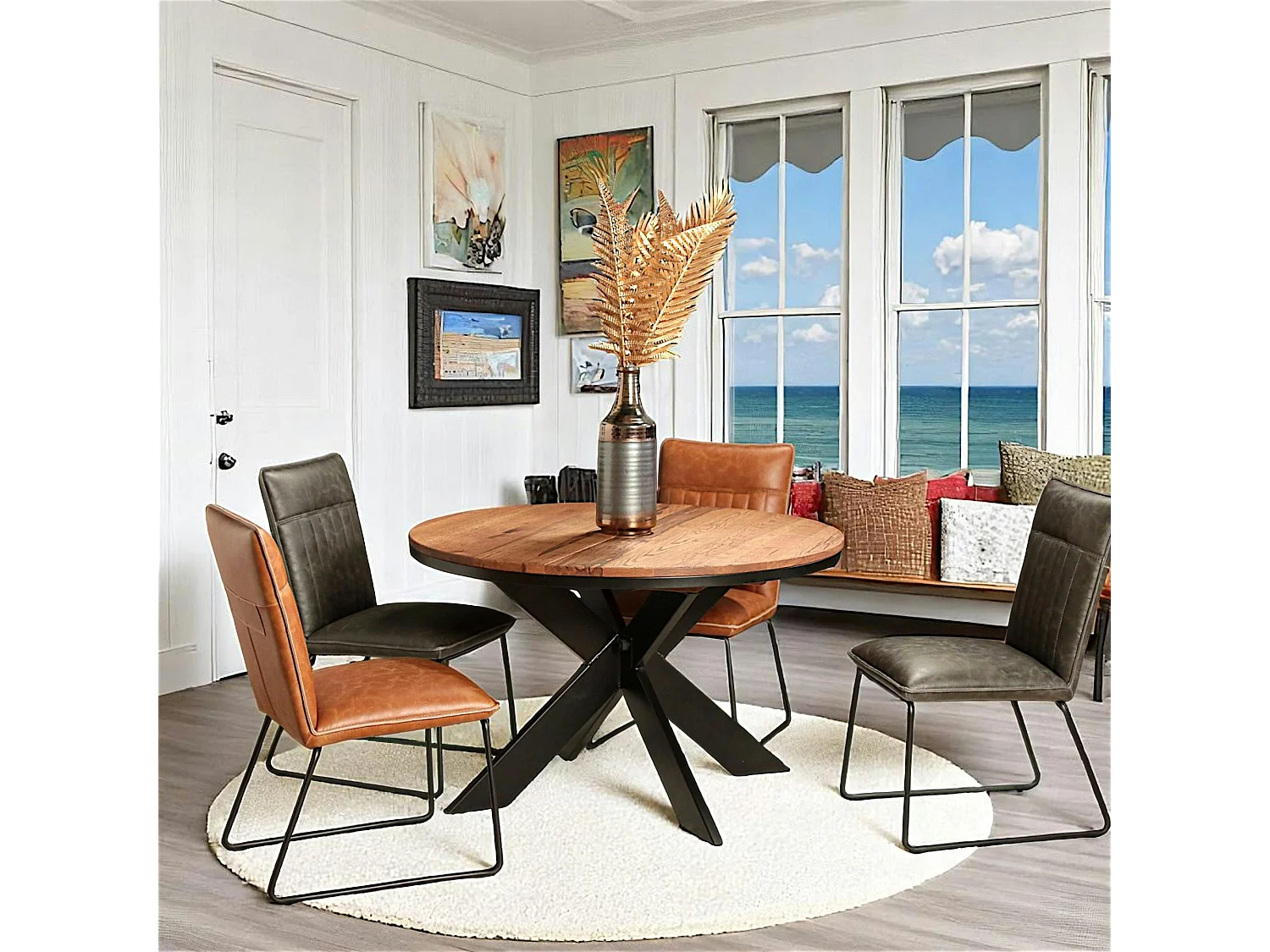 Table ronde extensible en chêne brun 120 cm PALERME