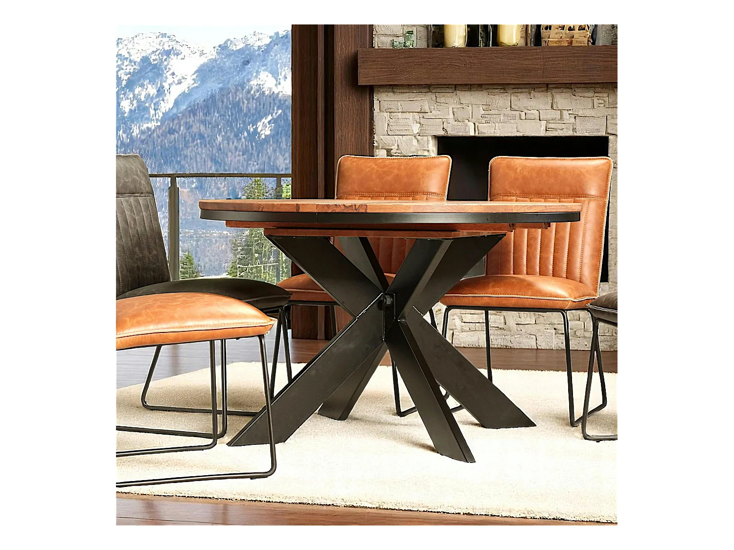 Table ronde extensible en chêne brun 120 cm PALERME