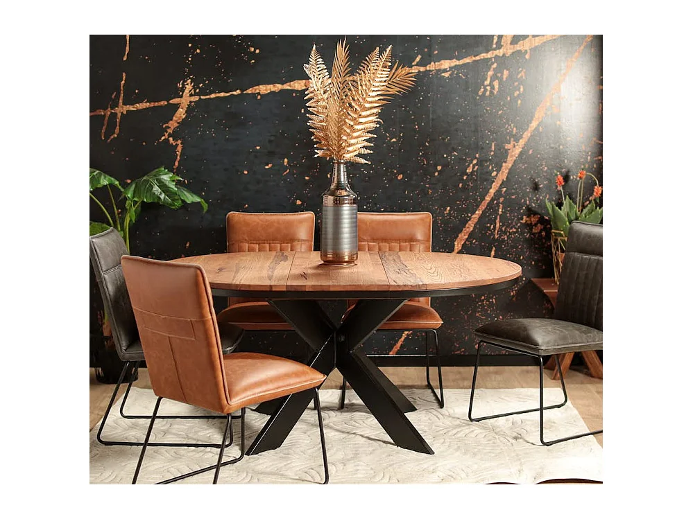 Table ronde extensible en chêne brun 120 cm PALERME