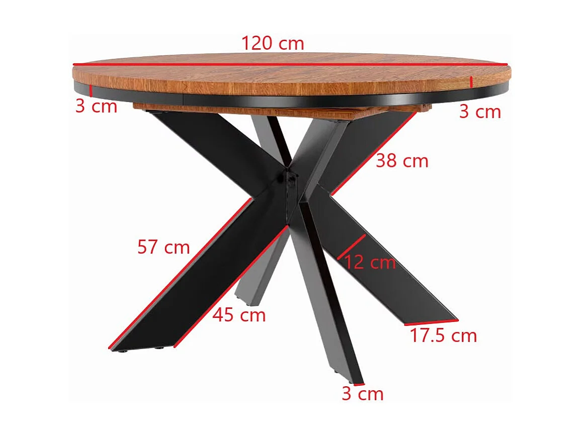 Table ronde extensible en chêne brun 120 cm PALERME