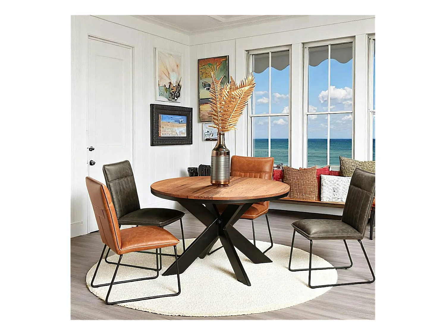 Table ronde extensible en chêne brun 120 cm PALERME
