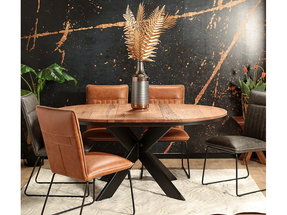 Table ronde extensible en chêne brun 120 cm PALERME