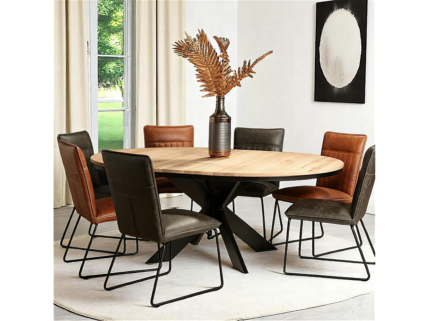 Table ronde extensible en chêne blanc 140 cm PALERME
