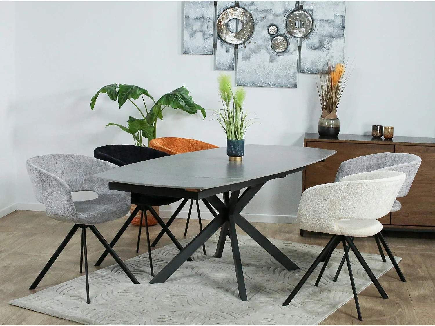 Table extensible céramique grise pied mikado 140-200 cm OTTAWA