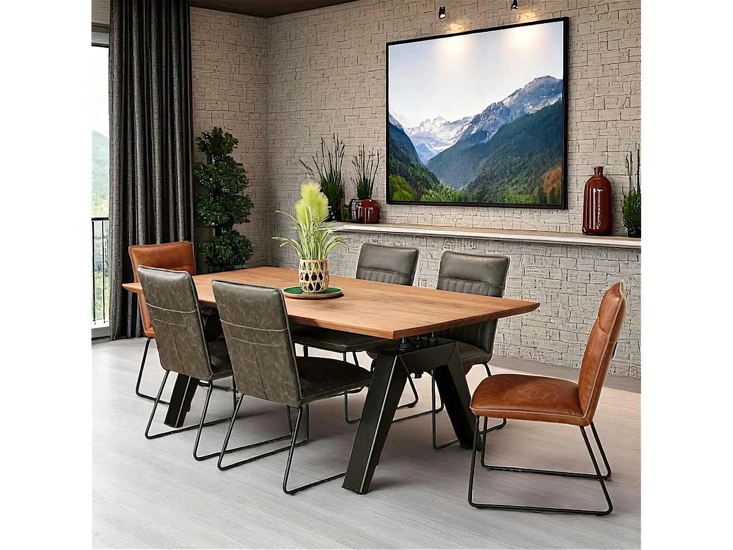 Table à manger extensible en chêne brun 200 cm PALERME