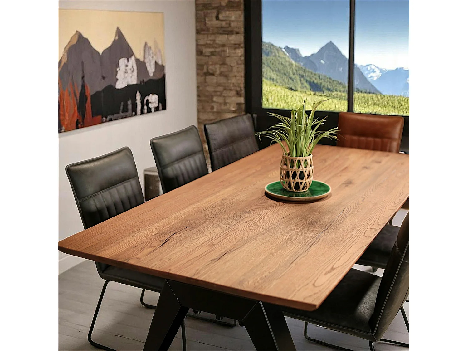 Table à manger extensible en chêne brun 200 cm PALERME